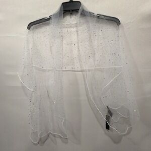 Cèzanne White Sheer NWT Sparkle Scarf Wrap Shawl One Size Women's New